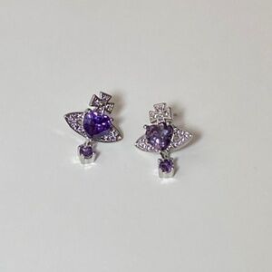 Orb Crystal Heart Earrings